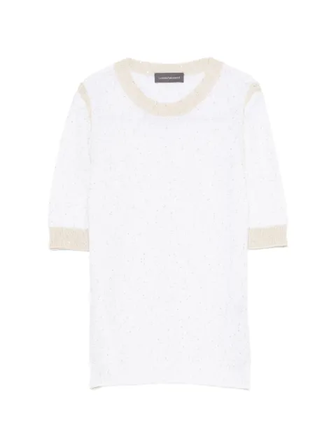 Lorena Antoniazzi sequin-embellished crew-neck sweater White P26124TM34A3049