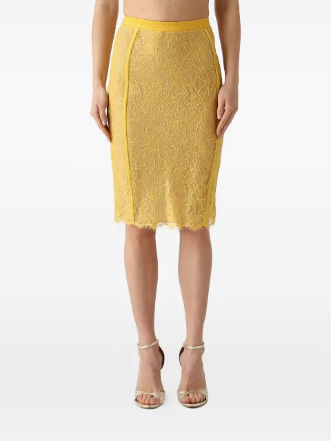 Elisabetta Franchi skirt in floral lace and satin Yellow GO19362E2