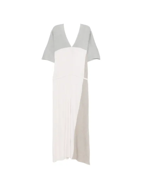 Lorena Antoniazzi V-neck colourblock dress Neutrals P26129AM13A2435P26129