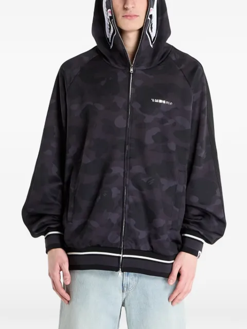 A BATHING APE® camo-print shark-motif hoodie Black 001ZPL801312MBLK