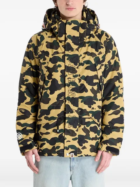 A BATHING APE® camo shark snowboard jacket Yellow 001HJL801002MYEL