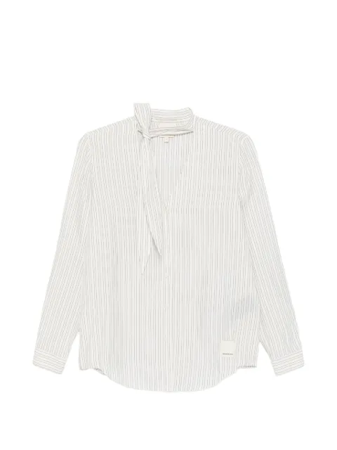 Emporio Armani striped tie-neck shirt Neutrals EW004357AF24532