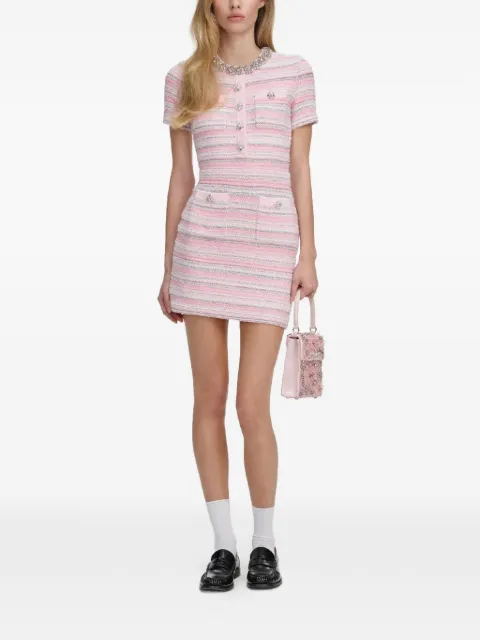 Self-Portrait striped crystal-embellished mini dress Pink SS26188SP
