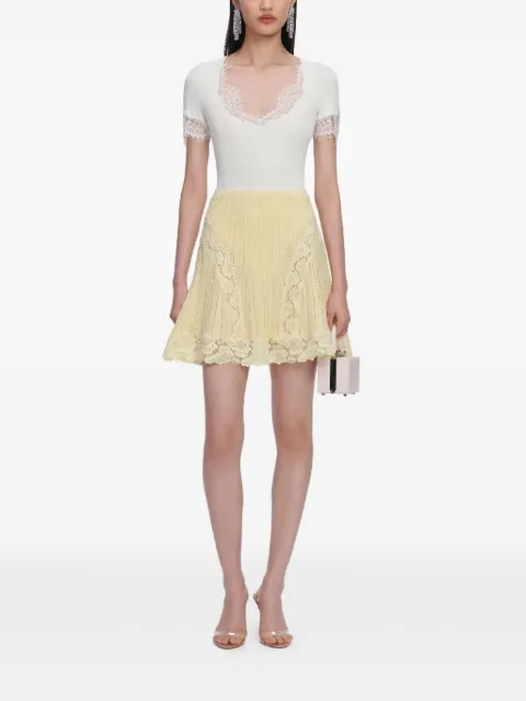 Self-Portrait lace trim mini skirt Yellow SS26049SKY
