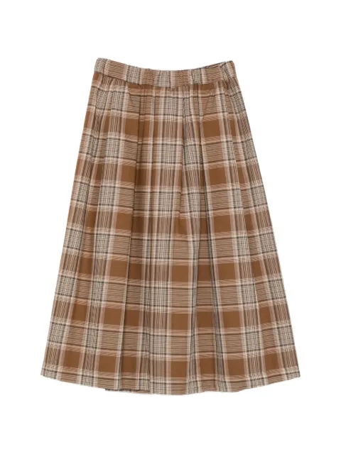 Pennyblack check-pattern pleated midi skirt Brown PBIESPOSTO2611101027200