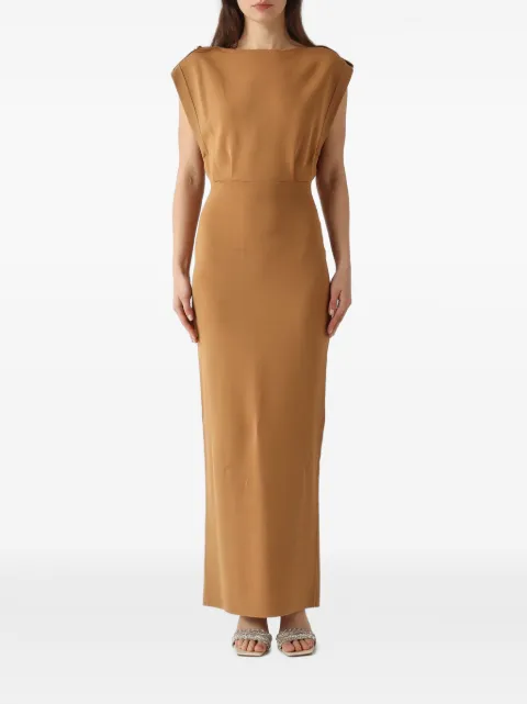 Elisabetta Franchi Red Carpet full Milano stitch knit dress Neutrals AM30B62E2