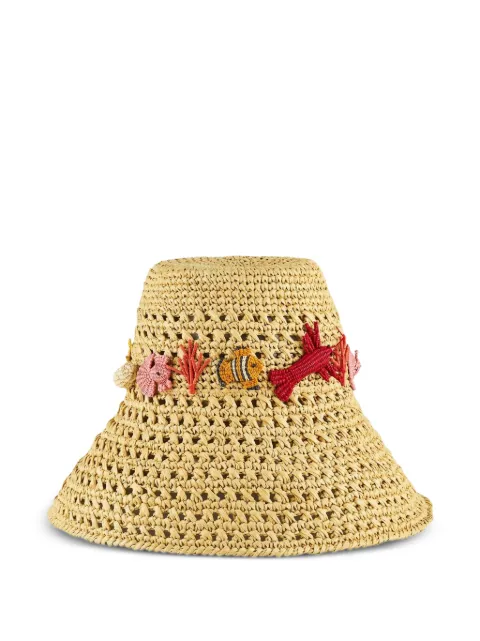 Aquazzura Marea crochet maxi bucket hat Neutrals MECHATH0RFFNAT