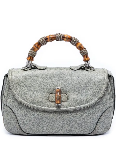 Gucci Pre-Owned 2016-2025 Large Speckled Leather New Bamboo Top Handle Bag satchel Grey VEPQTXUW0SMGZJLP