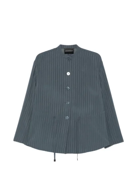 Emporio Armani pinstripe button-UP jacket Blue EW003306AF20491