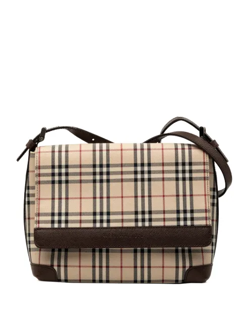 Burberry Pre-Owned 2000-2017 House Check Canvas Flap crossbody bag Brown PHTS8CE0U44M10TA