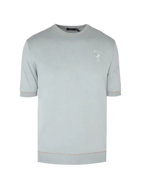 Tombolini logo-embroidered short-sleeve sweater Blue WM119ZMFL