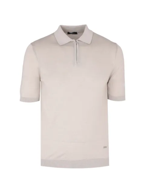 Tombolini zip-fastening short-sleeve polo shirt Neutrals WM107ZMP6
