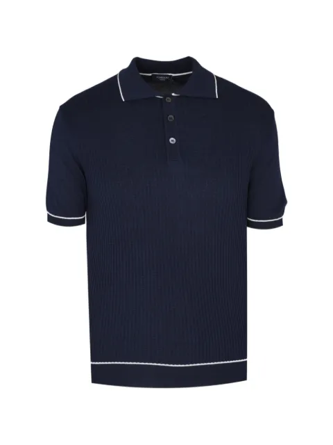 Tombolini ribbed-knit tipped polo shirt Blue WM120ZM11