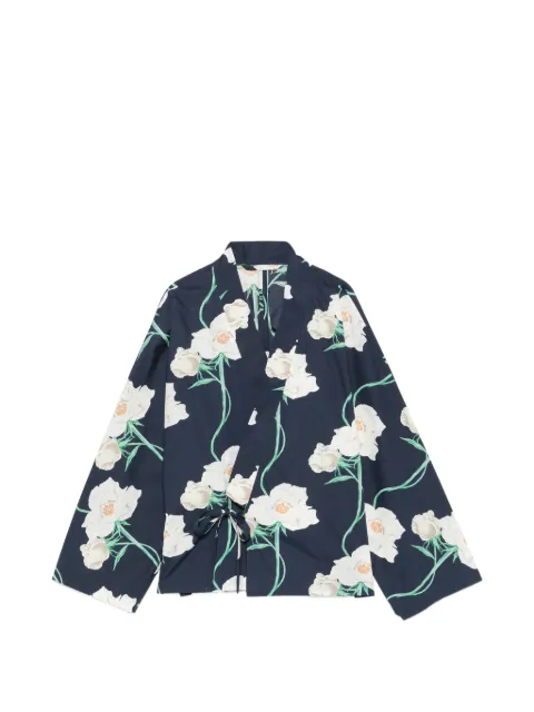 Kenzo V-neck floral-print shirt Blue FG52VE2879O2