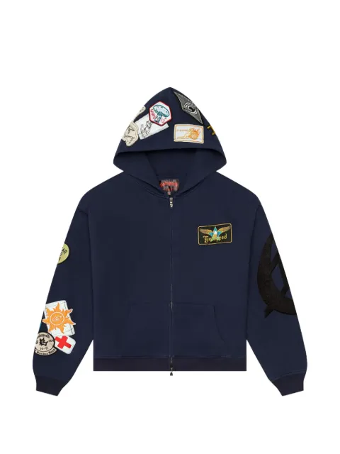 GODSPEED appliqued zip hoodie Blue GS082