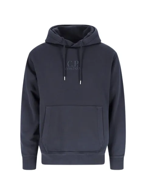 C.P. Company long-sleeve logo-detail hoodie Blue 20CMSS037B110044G888