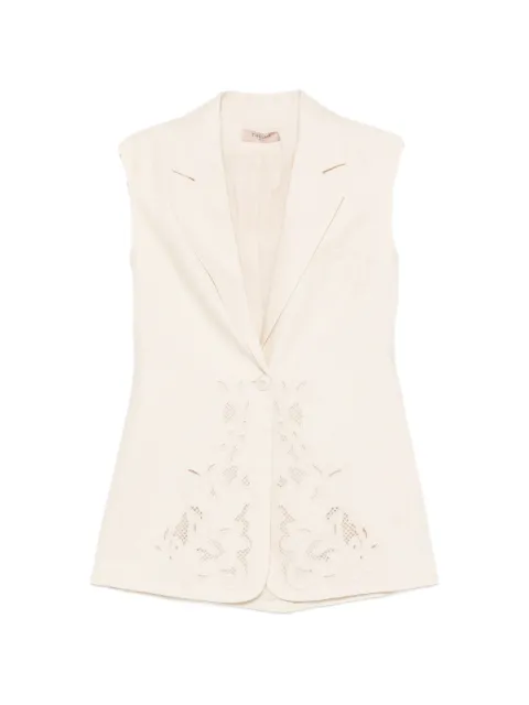 TWINSET embroidered sleeveless waistcoat Neutrals 261TP2314