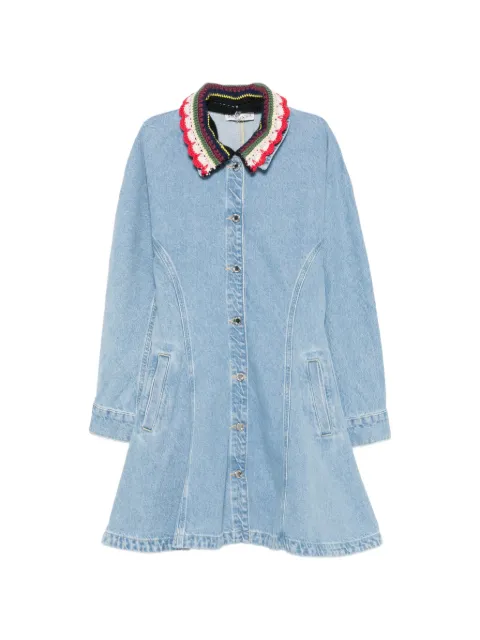 Stine Goya crochet-collar button-up mini dress Blue SGSS26D2232453