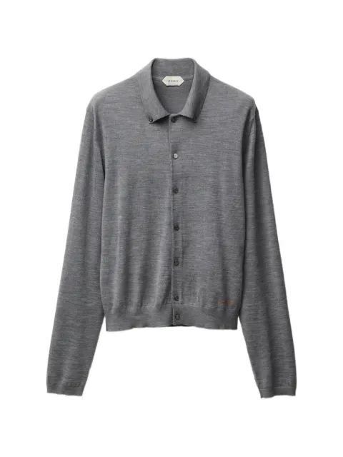 Versace embroidered wool knit cardigan Grey 10243761A17402