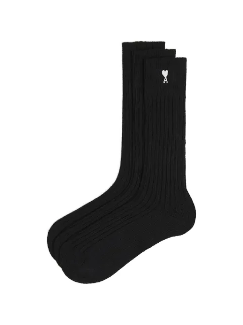 AMI Paris ribbed detail socks (set of three) Black USC611AK0007
