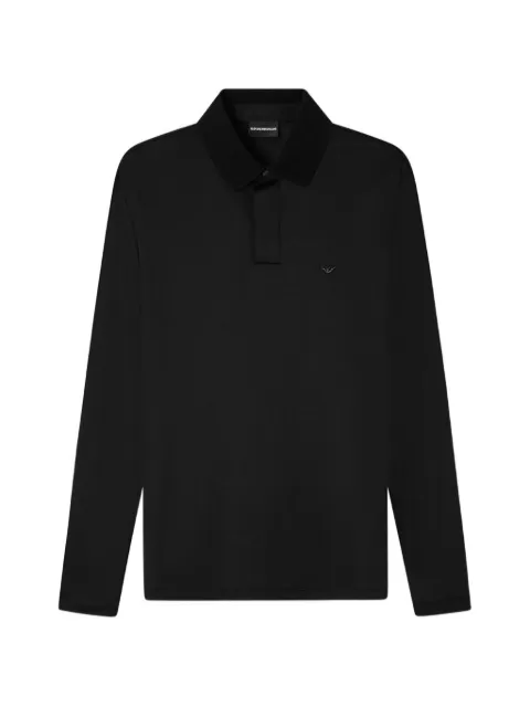 Emporio Armani long sleeve logo polo shirt Black EM004590AF10017