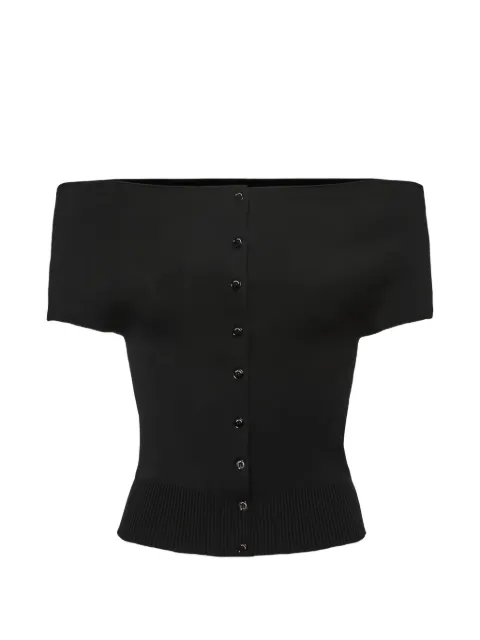 Magda Butrym buttoned off-shoulder top Black 370526