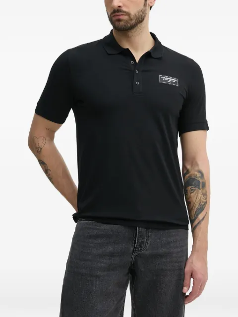 Karl Lagerfeld logo-patch polo shirt Black 745019552221