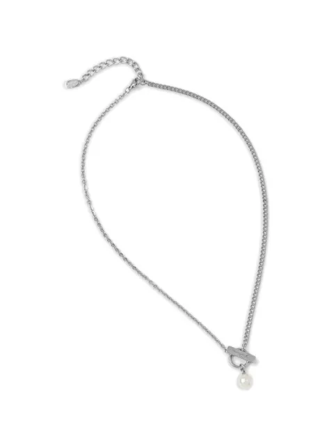 Karl Lagerfeld pearl T-bar chain necklace Silver KLAYR05
