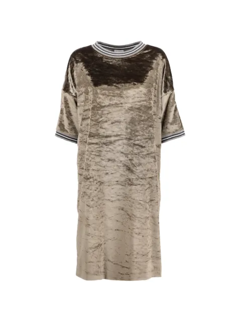 Brunello Cucinelli Vintage velvet striped-trims dress Green WCV241010154