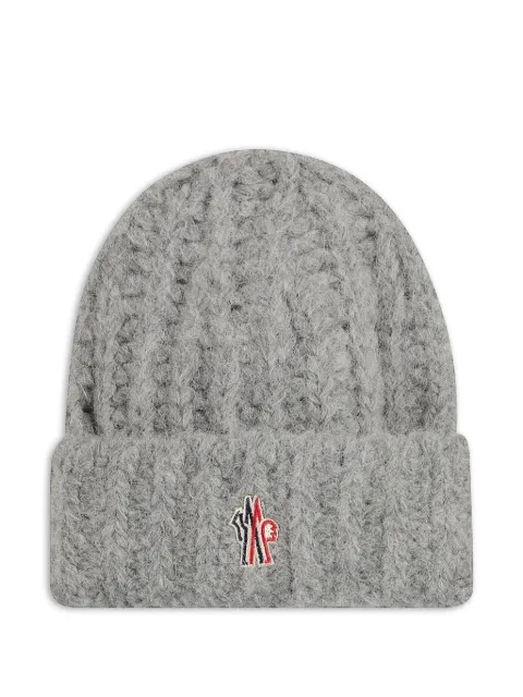 Moncler Grenoble logo-patch beanie hat Grey 3B00001M5381
