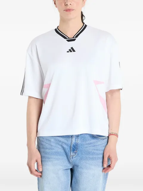 adidas Boyfriend 3-Stripes Tiro V-neck T-shirt White JG4061