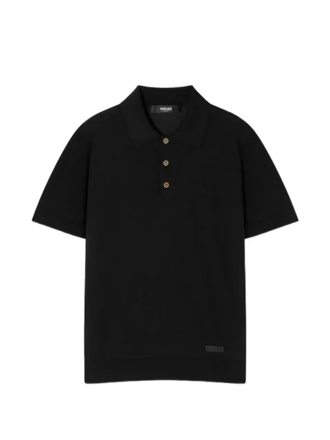 Versace logo-patch polo shirt Black 10233511A12273