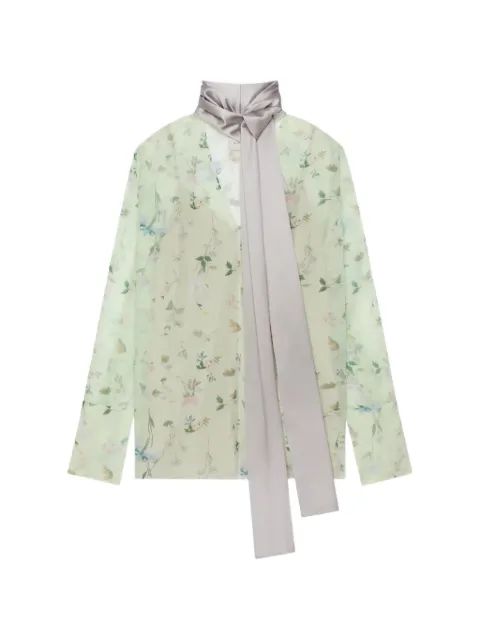 Givenchy floral pussy-bow blouse Green BW618015LH