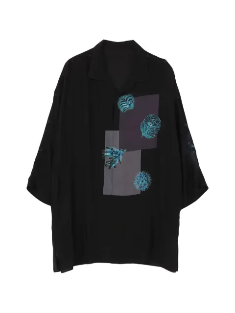 Yohji Yamamoto graphic pattern pocket shirt Black HKB64448