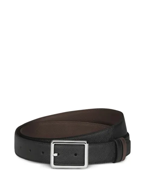 Montblanc reversible square-buckle textured leather belt Black 222193