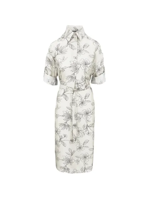 Lorena Antoniazzi floral-pattern tie-belt midi dress Neutrals P2656AB17A5214