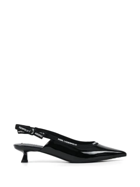 Karl Lagerfeld patent-finish slingback heeled pumps Black KL30109R1BP