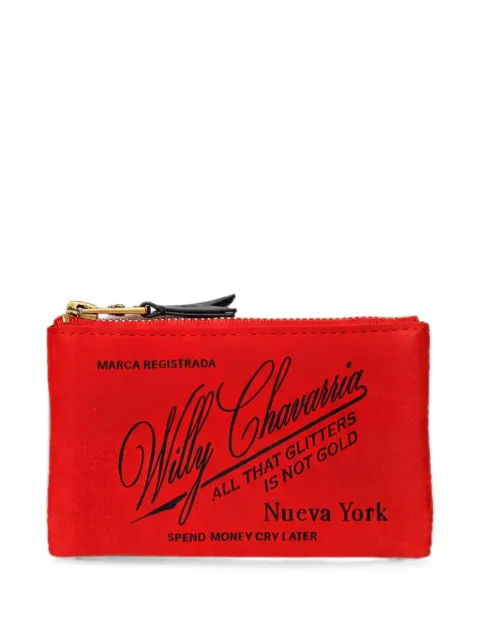 Willy Chavarria Label logo-print wallet Red WCASC0076