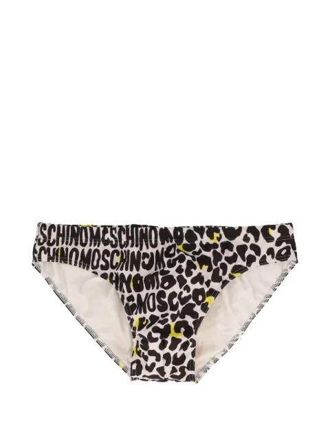 Moschino Pre-Owned logo animal-print swim trunks White WCV25082614