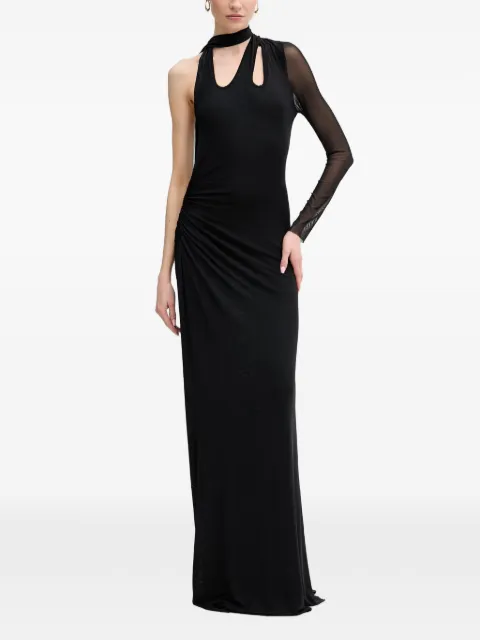 Silvian Heach asymmetric ruched-detail maxi dress Black CVP26042VE