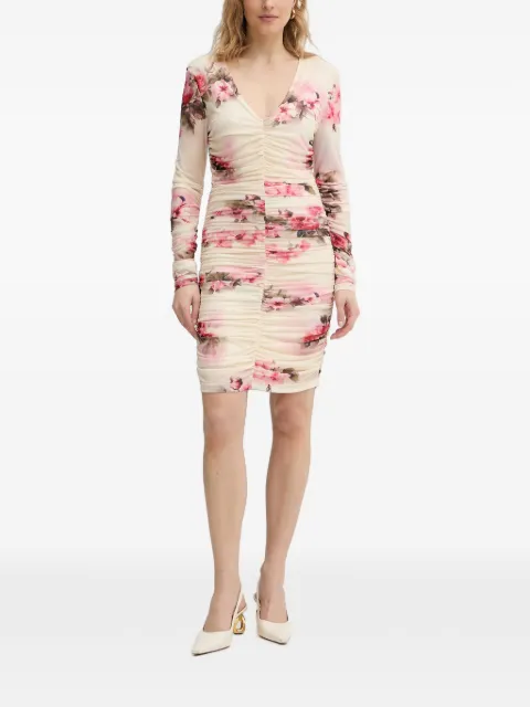 Silvian Heach floral V-neck mini dress Neutrals GPP26285VE