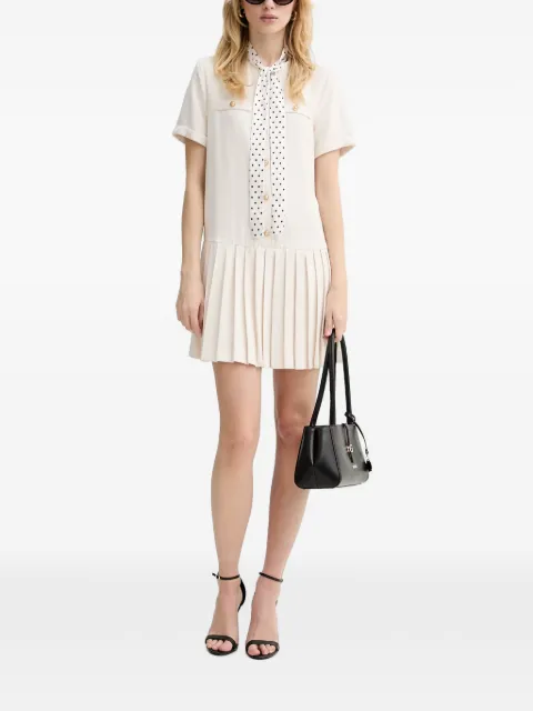 Silvian Heach scarf-detail pleated mini dress Neutrals GPP26461VE