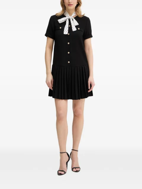 Silvian Heach scarf-detail pleated mini dress Black GPP26461VE