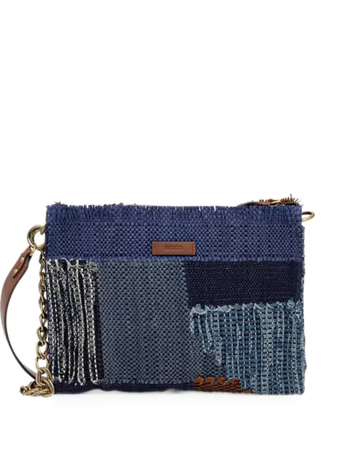 Sessùn Farawa patchwork fringed shoulder bag Blue 25102027