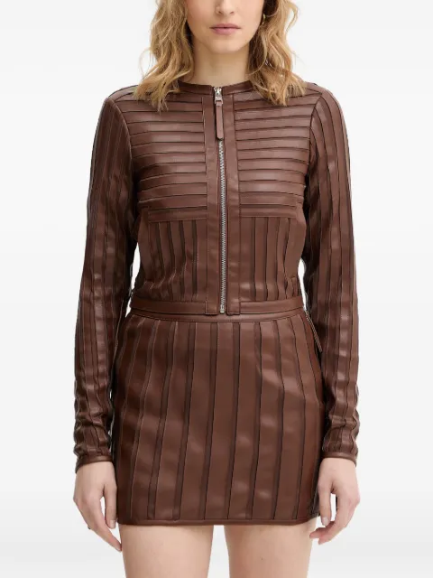 Silvian Heach pleated collarless jacket Brown GPP26079GB