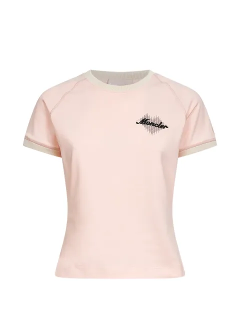 Moncler heart-print ribbed T-shirt Pink L10938C000158790F