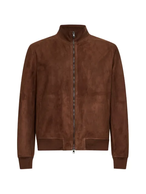 Salvatore Santoro ribbed-collar leather jacket Brown 50673U