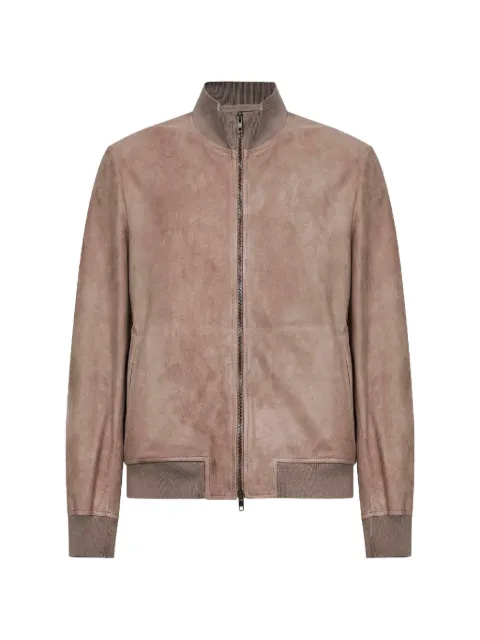Salvatore Santoro ribbed-knit-collar leather jacket Neutrals 50673UD