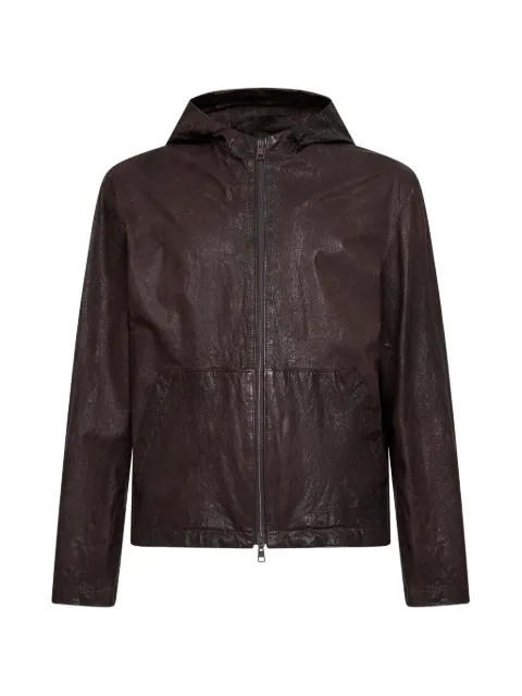 Salvatore Santoro hooded crinkled leather jacket Brown 50521U