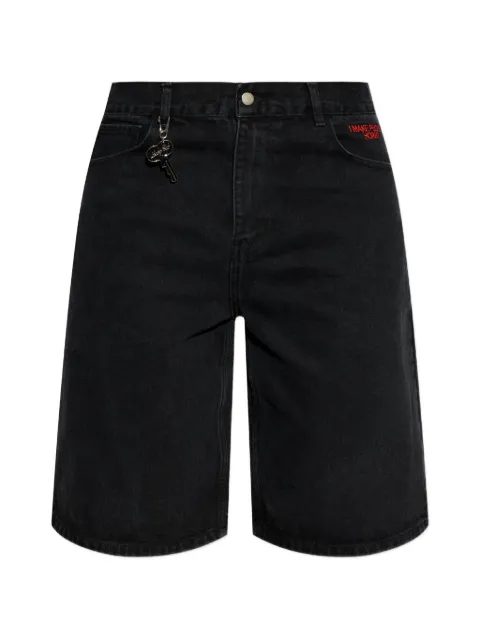CARNE BOLLENTE heart-embroidery shorts Black SS26SH0201